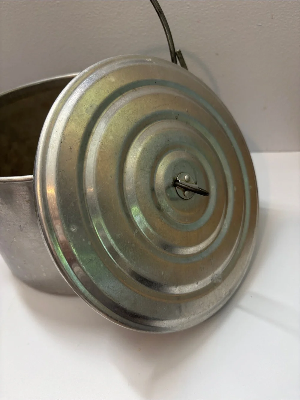 Vintage Camping Cookpot with Lid and Folding Handle